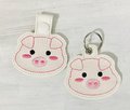 ITH Sketch Pig Face Keyring & Eyelet Digital Download- Embroidery Design