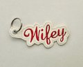 ITH Wifey Embroidered Keychain, Faux Leather Script Key Ring Embroidery Machine Design, 4x4 Hoop