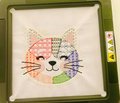 Faux Applique Patchwork Cat Head Embroidery File – Colorful Patchwork Design (Digital Download)