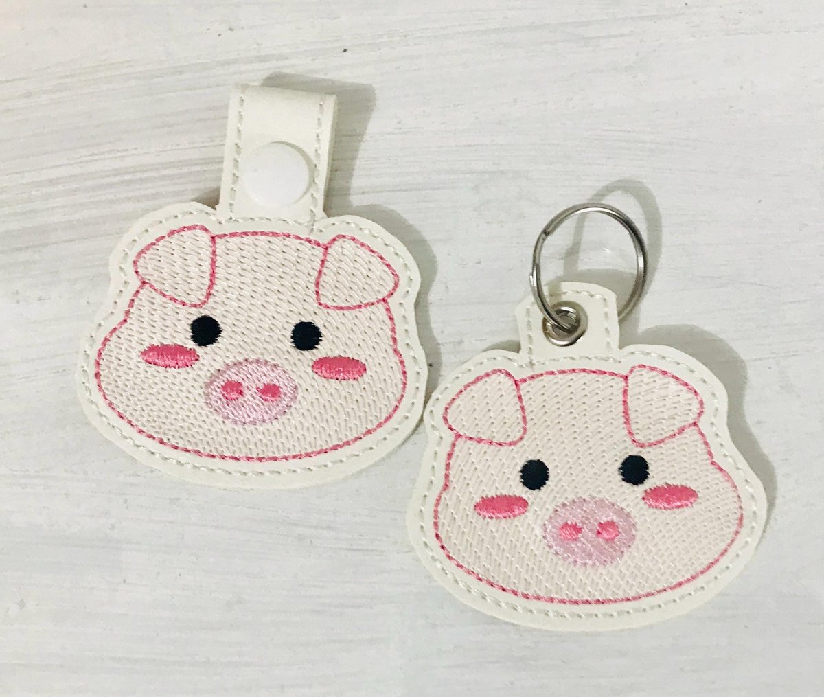 ITH Sketch Pig Face Keyring & Eyelet Digital Download- Embroidery Design
