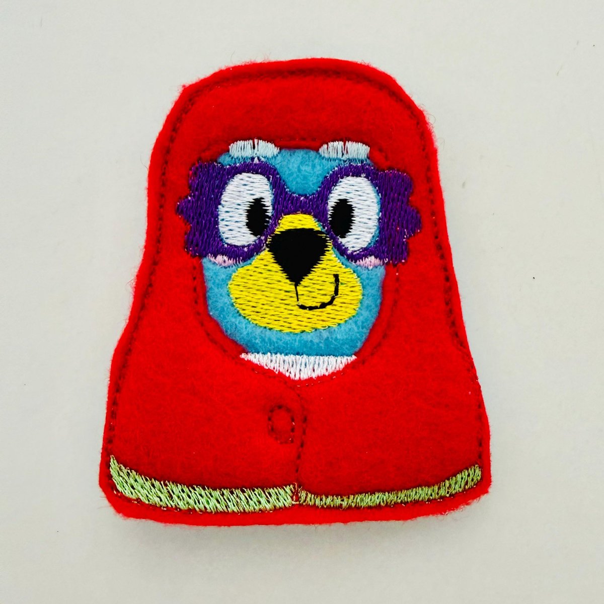 ITH Embroidered Blue Dog Grannies Finger Puppets, Handmade Felt Pretend Play Toy 4x4 Hoop