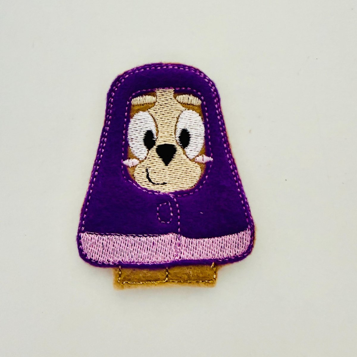 ITH Embroidered Blue Dog Grannies Finger Puppets, Handmade Felt Pretend Play Toy 4x4 Hoop