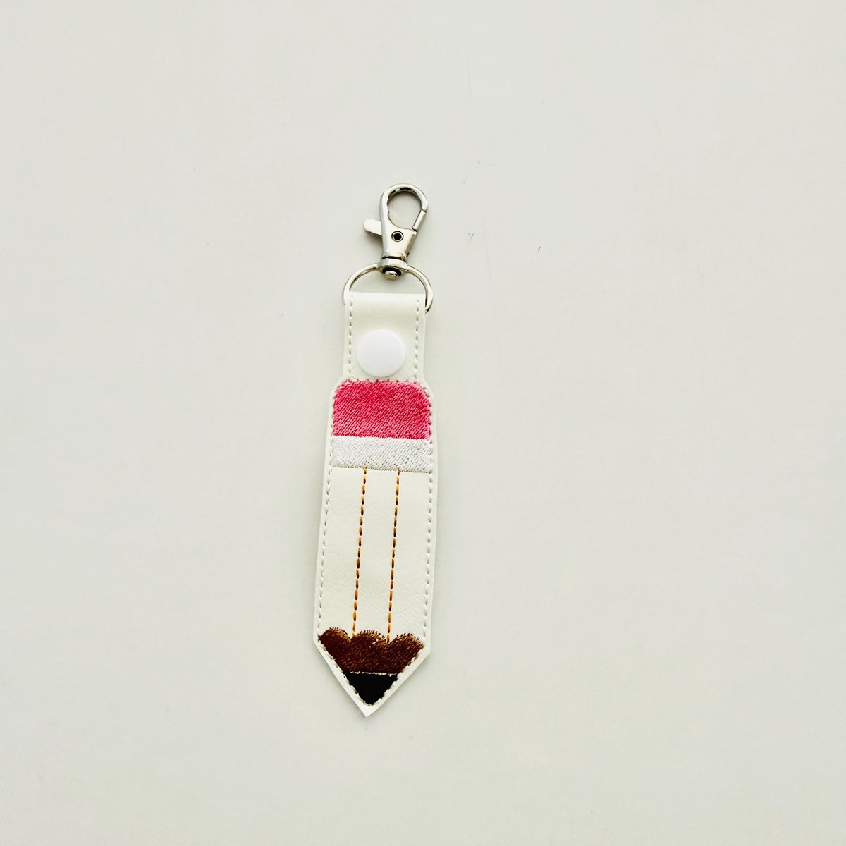 ITH Embroidered Pencil Keychain, Faux Leather Key Fob, Teacher Appreciation Gift 4x4 hoop