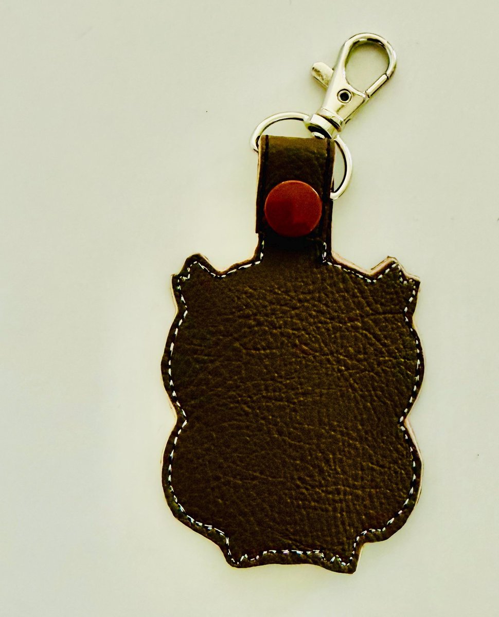 Embroidered Owl Faux Leather Key Fob, Whimsical Bag Charm (4x4 Hoop file)