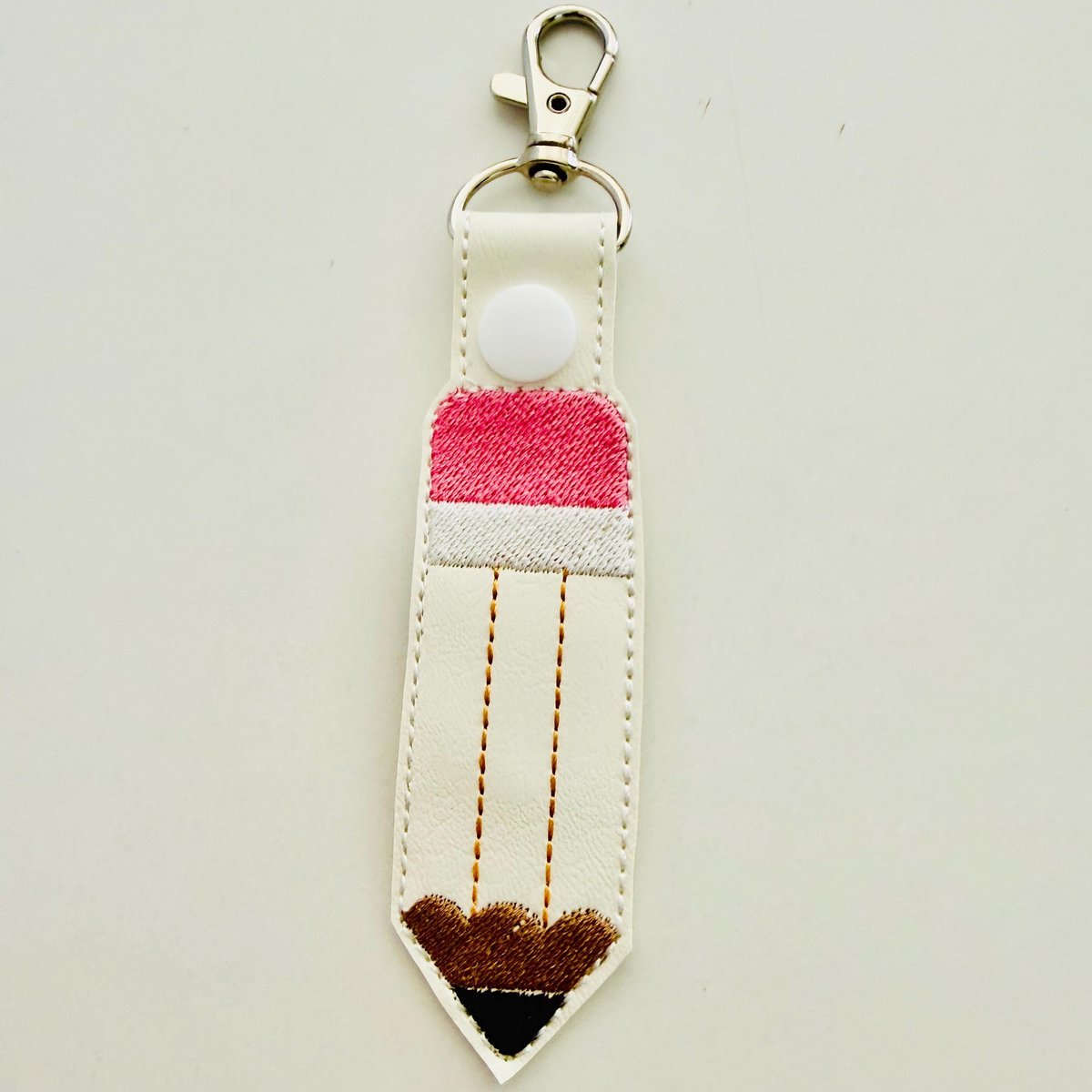 ITH Embroidered Pencil Keychain, Faux Leather Key Fob, Teacher Appreciation Gift 4x4 hoop